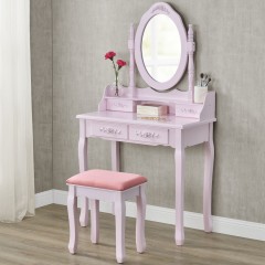 Originálny vintage toaletný stolček so zrkadlom MIRA | ružový č.1