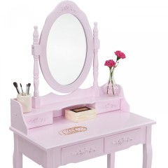 Originálny vintage toaletný stolček so zrkadlom MIRA | ružový č.3