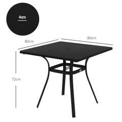 Zahradní stůl na slunečník 80 x 80 x 72 cm | černý č.3