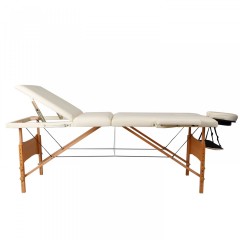 Skladacie masážne lehátko drevené 180 x 60 cm, krémové č.2