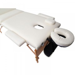Skladacie masážne lehátko drevené 180 x 60 cm, krémové č.3