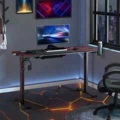 Herní PC stůl 140 x 70 x 77 cm | černý + červený
