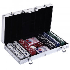 Přenosný pokerový set s 300 žetony | 38x20,5x6,5 cm