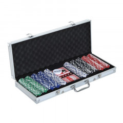Přenosný pokerový set s 500 žetony | 55,5 x 22 x 6,5 cm