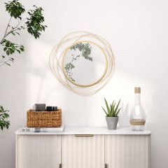 Nástěnné kulaté zrcadlo Φ65 cm | zlaté
