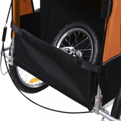 Prívesný vozík za bicykel pre 2 deti jogger 2v1 oranžovo-čierny č.3