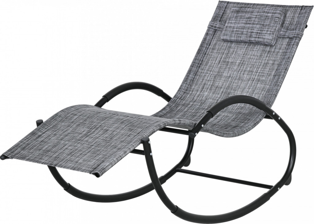 Houpací lehátko s polštářem Finn 155x61x88 cm | šedé