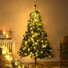 Umělý vánoční stromek s ozdobami a LED osvětlením Ø112 x 180 cm | zelený
