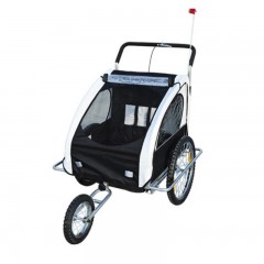 Prívesný vozík za bicykel pre 2 deti jogger 2v1 bielo-čierny č.1