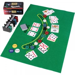 Prenosný pokerový set s 200 žetónmi v plechovej dóze č.2