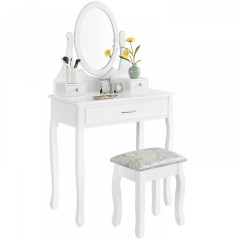 Originálny vintage toaletný stolček so zrkadlom Lena | biely č.2