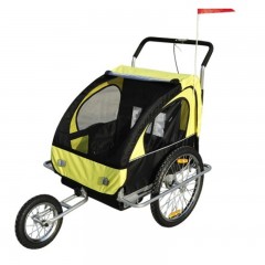 Prívesný vozík za bicykel pre 2 deti jogger 2v1 žlto-čierny č.1
