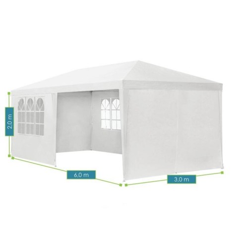 Záhradný párty stan 6 x 3 m so 6 bočnicami | biely č.9
