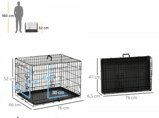Skládací klec pro malá zvířata 76x46x52 cm | černá č.2