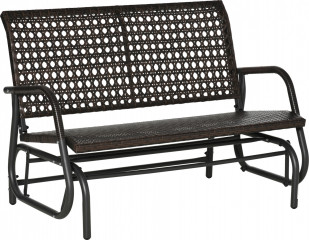 Polyratanová houpací lavice pro 2 osoby 70 x 120 x 84 cm | hnědá