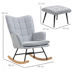 Relaxační houpací křeslo s podnožkou | světle šedé č.3