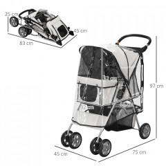 Kočárek pro psy 75x45x97 cm | šedý č.2