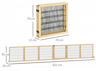 Bezpečnostní zábrana pro psy 432x36x70 cm | přírodní č.3