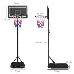 Basketbalový koš se stojanem 220-250 cm | černý č.3