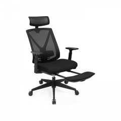Ergonomická kancelářská židle s opěrkou nohou | černá