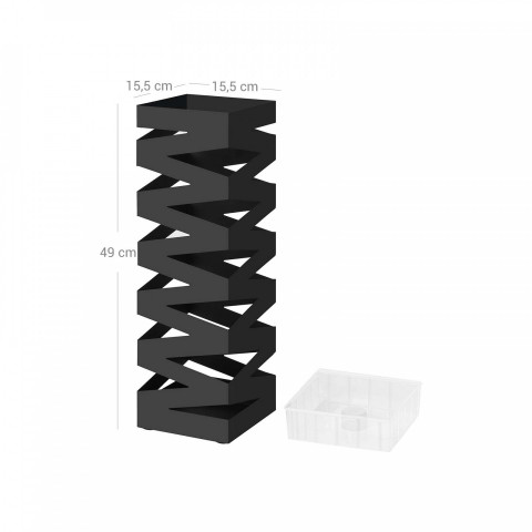 Kovový stojan na deštníky 15,5 x 15,5 x 49 cm | černý č.2