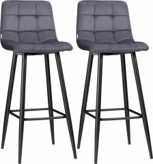 Sada 2 barových židlí 42 x 47 x 105 cm | šedé Sada 2 barových židlí 42 x 47 x 105 cm | šedé