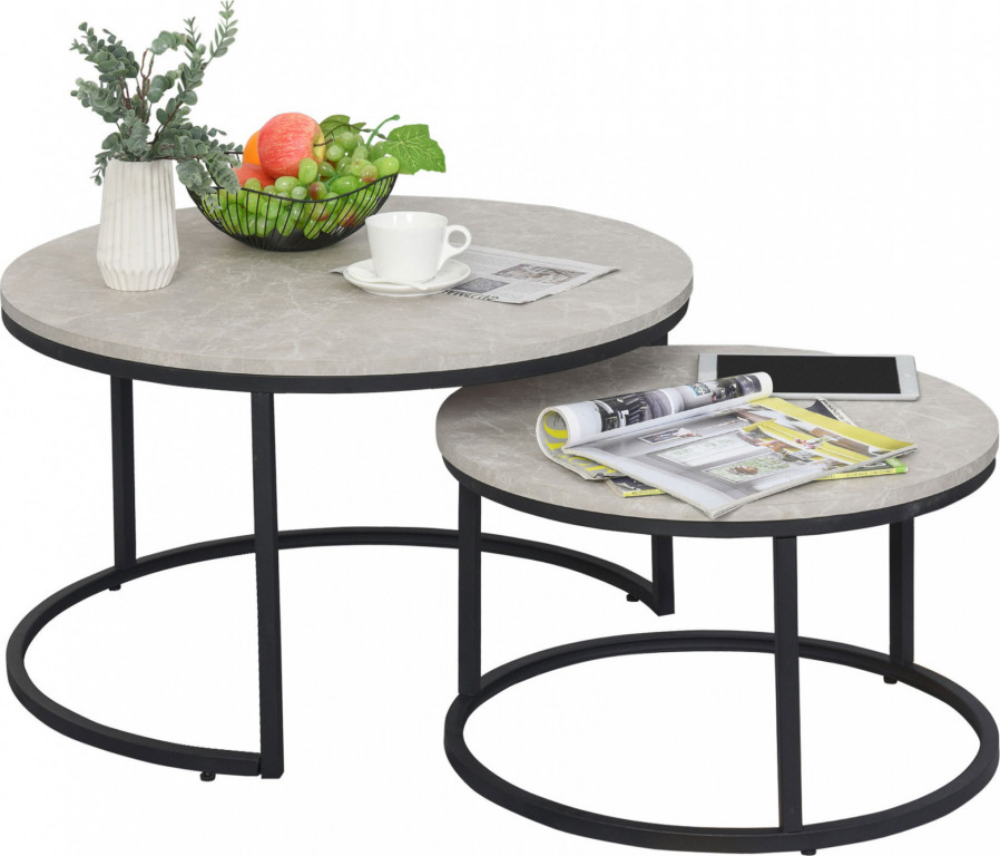 Konferenční stolky s kovovým rámem 2 ks | šedé