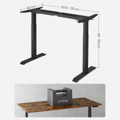 Výškově nastavitelný rám stolu 60 x (107,5-175) x (69-115) cm | černý č.2