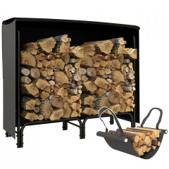 Zásobník na krbové dřevo s krytem 120 x 36 x 99 cm | černý