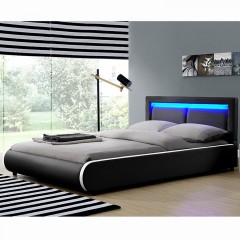 Čalúnená posteľ Murcia s LED osvetlením 180 x 200 cm | čierna č.1