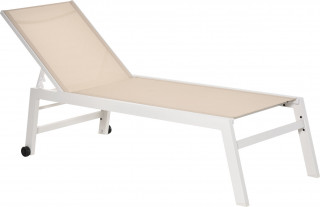 Zahradní lehátko s 5stupňovým opěradlem 169x65x102 cm | krémově bílé