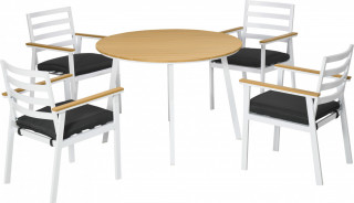 Zahradní nábytek pro 4 osoby 105x105x74 cm | hnědý + bílý + šedý