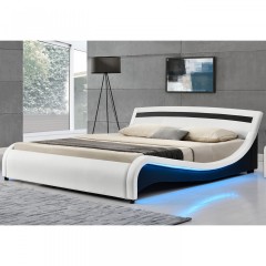 Čalúnená posteľ Malaga s bočným LED osvetlením 180 x 200 cm | biela