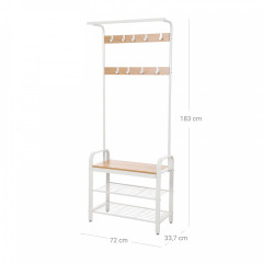 Věšák na kabáty s lavicí na uložení obuvi 33,7 x 77 x 183 cm | dub a krém č.3