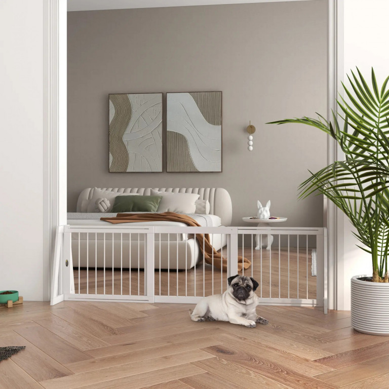 Volně stojící zábrana pro psy 71-190 x 56 cm | bílá