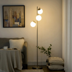 Stojící lampa se 3 skleněnými stínidly | stříbrná č.2