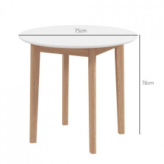 Kulatý kuchyňský stůl pro 2 osoby Ø75 x 76 cm | bílý č.2