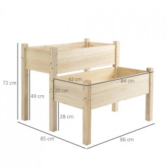 Vyvýšený záhon s dvoupatrovým rámem 86x85x72 cm | přírodní č.3