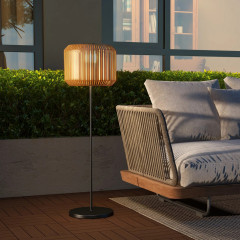 Ratanová solární lampa Ø34 x 130 cm | žlutá č.1