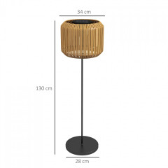Ratanová solární lampa Ø34 x 130 cm | žlutá č.3