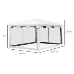Zahradní párty stan 4 x 3 m s bočními stěnami (moskytiéry) | bílý č.2