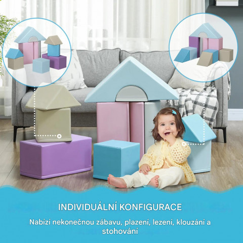 Pěnové stavební kostky | sada 11 kusů pastelové č.2
