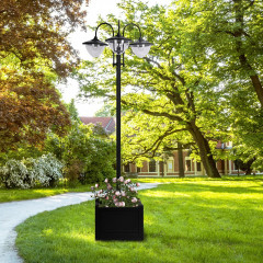 Solární zahradní lampa s 3 hlavami 60x55x189 cm | černá