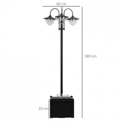 Solární zahradní lampa s 3 hlavami 60x55x189 cm | černá č.3