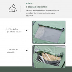 Kempinkový stan pro 4-5 osob 263,5x220x123 cm | zelený + šedý č.3