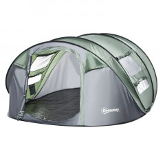 Kempinkový stan pro 4-5 osob 263,5x220x123 cm | zelený + šedý