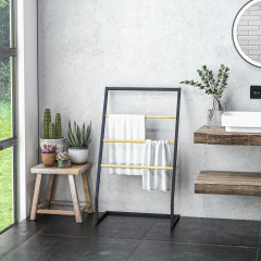 Věšák na ručníky se 3 držáky 60x35x102 cm | černý č.1