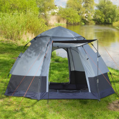 Kempinkový stan pro 3-4 osoby 240 x 240 x 195 cm | šedý + černý č.1