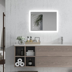 Koupelnové zrcadlo 70x50 cm | bílé + stříbrné