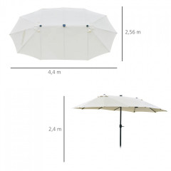 Dvojitý slunečník s LED 440 x 260 cm | krémově bílý č.3